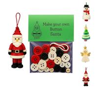 DIY Christmas Craft Kit - Santa Snowman an-Gel Tree Button Art Ornaments for Kids to Make, Fun Holiday Activity for Family Classroom, Stocking Stuffer Gift Fillers (Santa Claus)