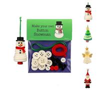 DIY Christmas Craft Kit - Santa Snowman an-Gel Tree Button Art Ornaments for Kids to Make, Fun Holiday Activity for Family Classroom, Stocking Stuffer Gift Fillers (Snowman)