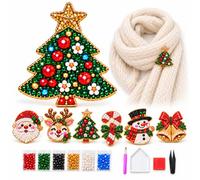 DIY Christmas Diamond Painting Brooch Kit, Holiday Craft Gifts | Create Sparkling Christmas Brooches To Wear On Sweaters, Scarves And Bags Or Share As Thoughtful Handmade Holiday Gifts