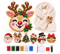 DIY Christmas Diamond Painting Brooch Kit, Holiday Craft Gifts | Create Sparkling Christmas Brooches To Wear On Sweaters, Scarves And Bags Or Share As Thoughtful Handmade Holiday Gifts