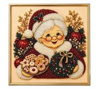 DIY Christmas Diamond Painting Kit (Mrs. Claus) | Healing Stress-Relieving,3D pearl beads, easy DIY with wax pen, Christmas decor for home, gift for craft lovers