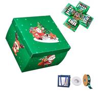 DIY Christmas Gifts Box, DIY Explosion Gift Box, Surprise Case DIY Gift Cardboard, 4 Layer Explosion Box with Bow Ribbon, Creative Surprise Container for Anniversary Festival Record Memories (Green)