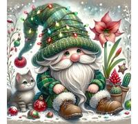 DIY Christmas Gnome Paint by Numbers Kits Drawing Paintwork on Canvas 13.77x13.77in with Frame Canvas Oil Painting Number Painting for Beginners Adults Gift Home Wall Decor
