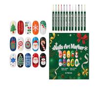 DIY Christmas Nail Art Pen - Water-Based Easy-to-Use Nail Graffiti Pen For Fine Lining & Coloring
