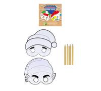 Diy Christmas Paper Mask Set With 4 Colouring Pencils