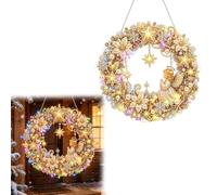 DIY Christmas Pearl Diamond Painting Hanging Ornament with LED Light | DIY Christmas Wreath Diamond Art Kits Pendant for Home Wall Garden Christmas Tree Decor Gift
