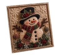 DIY Christmas Punch Needle Kit with Wooden Frame，Snowman