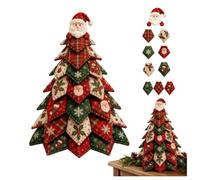 DIY Christmas Quilted Fabric Tree Kit, 3D Patchwork Sewing Set | Handmade Fabric Table Tree Sewing Project Patchwork Craft Kits Quilting Kit For Christmas