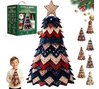 DIY Christmas Quilted Fabric Tree Kit, Handmade Tabletop Tree Decor (Dtype)