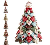 DIY Christmas Quilted Fabric Tree Kit, Patchwork Kits, Christmas Quilt Kits for Beginners, 3D Padded Sewing Project Patchwork Craft Kits, Handmade Tabletop Decor, No-Sew Pasting Christmas Tree (E)