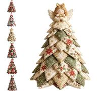 DIY Christmas Quilted Fabric Tree Kit, Patchwork Kits, Christmas Quilt Kits for Beginners, 3D Padded Sewing Project Patchwork Craft Kits, Handmade Tabletop Decor, No-Sew Pasting Christmas Tree (B)