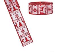DIY Christmas Ribbon Featuring Elk Motif, 5cm Faux Hemp Ribbon Roll Suitable for Tree Decorations and Holiday Crafts (White)