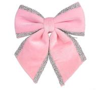 DIY Christmas Shiny Fabric Bow Pendant for Tree Decoration Suitable for Various Holiday Celebration Settings (Pink-L)