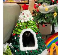 DIY Christmas Tree Cat Bed with Materials,Christmas Pet Tree House Package, DIY Felt Xmas Cave, Indoor Felt Nest for Cats and Kittens, Teepee Furniture Decorations for Family & Friends (B, 50cm)