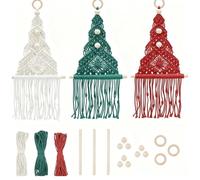 DIY Christmas Tree Craft Kit,Macrame Kit for Beginners for Holiday Wall Hanging Come with Step by Step Tutorial,Christmas Decoration,Tree Hanging Ornaments,Festive Activity Unique Gift Xmas(3pcs)