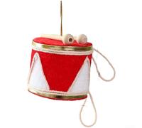 DIY Christmas Tree Ornaments Hanging Decorations with Small Drum and Hat Made of Soft Cloth and Foam for Seasonal Home and Window Display (A)