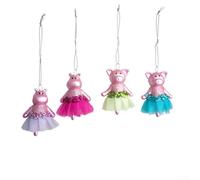 DIY Christmas Tree Ornaments Pig Angel 4 Pack Pink(Colorful Pig)