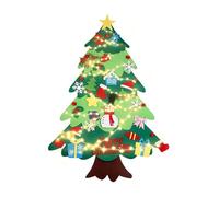 DIY Christmas Tree Set with Luminous Ornaments for Festive Door, Wall Decoration as a Gift, Includes 32 Piece Hanging Accessories (Green, 107 x 70 cm)