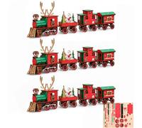 DIY Christmas Wooden Train Set 3D Assembly Puzzle Kit, Christmas Puzzle Assembly Train Kit With 4 Trains Cars, Easy Slot-Together Holiday Craft Project, Family Craft Activity (3pcs)