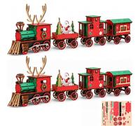 DIY Christmas Wooden Train Set 3D Assembly Puzzle Kit, Christmas Puzzle Assembly Train Kit With 4 Trains Cars, Easy Slot-Together Holiday Craft Project, Family Craft Activity (2pcs)