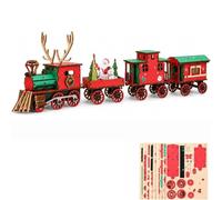 DIY Christmas Wooden Train Set 3D Assembly Puzzle Kit, Christmas Puzzle Assembly Train Kit With 4 Trains Cars, Easy Slot-Together Holiday Craft Project, Family Craft Activity (1pc)