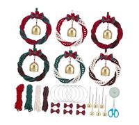 DIY Christmas Wreath Kit Hand Woven Macrame Ornaments with Bells for Tree Wall Window Decoration 3.15x5.91 inch