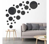 DIY Circle Decal Mirror Stickers Perfect for Bedroom, Bathroom, Nursery (Black)