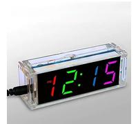 DIY Clock Kit, Digital Tube Clock, LED Clock Kit, Temperature Alarm, W isplay, 51 MCU DS1302, Adjustable Brightness, 3 Alarm Tones, Electronics Learning Kit for Students and Hobbyists, Multicolor