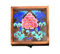 DIY Cloisonne Kit, Wood Jewelry Storage Box with Glass Top, DIY Filigree Enamel Painting Material Package for Adults