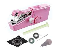 DIY Clothes Needlework Sewing Hand Machine Mini Electric Portable Quick Repair Simple And Quick Sewing(Pink A)