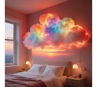 DIY Cloud LED Light with Music Rhythm,3D Thundercloud Atmosphere Multicolour Night Lights,USB Powered Wall Hanging Cotton Clouds Lamp for Ceiling Bedroom Gaming Room Decor