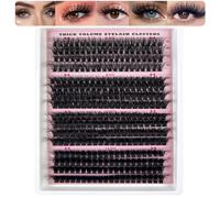DIY Cluster Eyelash Extensions 320 Pcs 60D+80D+100D+120D 12-18mm Mixed Wide-stem Cluster Lash, Individual Lashes at Home