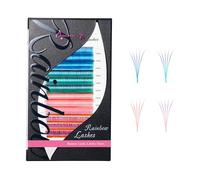 DIY Colored Gradient Lash Extensions 4 Colors, Easy Fan 0.07mm D Curl 12mm 14mm 16mm Rainbow Eyelash, Faux Mink Volume Eyelashes for Home and Salon Use Beauty7