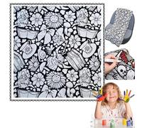 DIY Coloring Blanket, 50x60 Inch Creative Art Custom Dyed Fabric Blanket, Color Your Own Blankets,Washable Fabric for Re-Coloring, Soft Cozy Fleece Drawing Throw Bedroom Decor (I)