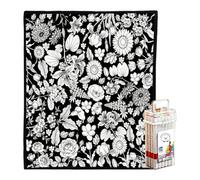 DIY Coloring Blanket, Art Bed Throw Set, 24 Marker Drawing Kit with Washable Surfaces, Interactive Fabric Art Blanket, Portable Creative Blankets with Modern Style, Living Room Study Use