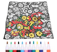 DIY Coloring Blanket Color Your Own Throw Blanket DIY Coloruing Blanket with 12 Color Pen Creative Personalized Art Project Soft Cozy Fleece Drawing Throw Bedroom Decor (Mushroom)