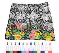 DIY Coloring Blanket Color Your Own Throw Blanket DIY Colouring Blanket with 12 Color Pen Creative Personalized Art Project Soft Cozy Fleece Drawing Throw Bedroom Decor (Flower)