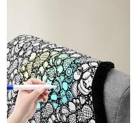DIY Coloring Blanket Color Your Own Throw Blanket for Kids Adults Creative Personalized Art Projects DIY Personalized Drawing Throw for Living Room Bedroom Cozy Soft Home Office Decor(Fruit)