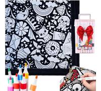 DIY Coloring Blanket, Coloring Blanket with Markers, Color Blankets for Adults, Creative Art Blankets, Holiday Decorations for Halloween Decor/Christmas Decor with 24Pcs Colored Pens