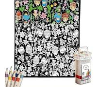 DIY Coloring Blanket, Coloring Blanket with Markers, Color Blankets for Adults, Creative Art Blankets, Holiday Decorations for Halloween Decor/Christmas Decor with 24Pcs Colored Pens