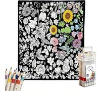 DIY Coloring Blanket, Coloring Blanket with Markers, Color Blankets for Adults, Creative Art Blankets, Holiday Decorations for Halloween Decor/Christmas Decor with 24Pcs Colored Pens