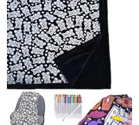 DIY Coloring Blanket, Coloring Blankets for Adults, Color Your Own Blankets, Creative Personalized Drawing Art Project, Soft Cozy Fleece Drawing Throw Bedroom Decor (Bears, With 25Pens)