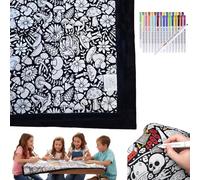 DIY Coloring Blanket, Creative Art Custom-Dyed Fabric Blanket with Custom Colored Pens, Own Fuzzy Felt Velvet Washable with Markers, Personalized Soft Cozy Bedroom Decor (Mushroom)