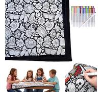 DIY Coloring Blanket, Creative Art Custom-Dyed Fabric Blanket with Custom Colored Pens, Own Fuzzy Felt Velvet Washable with Markers, Personalized Soft Cozy Bedroom Decor (Cow)