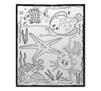 DIY Coloring Blanket - DIY Sea Animals Theme Quilt | 150x127cm Washable Soft Throw Blanket for Adults Kids Teens Sofa Bed Travel Room Autumn Home Winter Airplane Chair