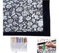 DIY Coloring Blanket for Adults - Color Your Own Blankets - Creative Personalized Drawing Art Project, Soft Cozy Fleece Drawing Throw for Bedroom Decor, Gifts for Family Friends (E, With 30PCS Pens)