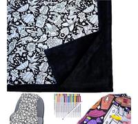 DIY Coloring Blanket for Adults, Colour Your Own Blankets, Personalized Creative Art Project, Soft and Comfortable Drawing Throws for Bedroom Decoration (Tattoo)