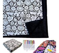 DIY Coloring Blanket, Washable Color Your Own Blanket, Fuzzy Velvet Creative Personalized Art Project, Cozy Home Decor Ideal for Holiday Arts Crafts Activity Party (Cow)
