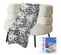 DIY Coloring Blanket with 12 Color Markers,49x61Inch Creative Art Custom Dyed Fabric Blanket,Color Your Own Blankets,Washable Fabric for Re-Coloring,Personalized Cozy Soft Drawing Throw Home Décor