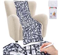 DIY Coloring Blanket with 24 Color Markers, 150×125cm Washable Color Your Own Throw Blanket for Kids and Adults Soft Cozy Fleece Art Project Creative Home Bedroom Decor and Family Activity(crayon)
